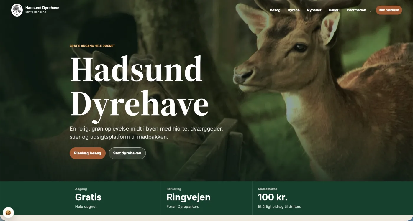Nyt design på Hadsund Dyrehaves hjemmeside